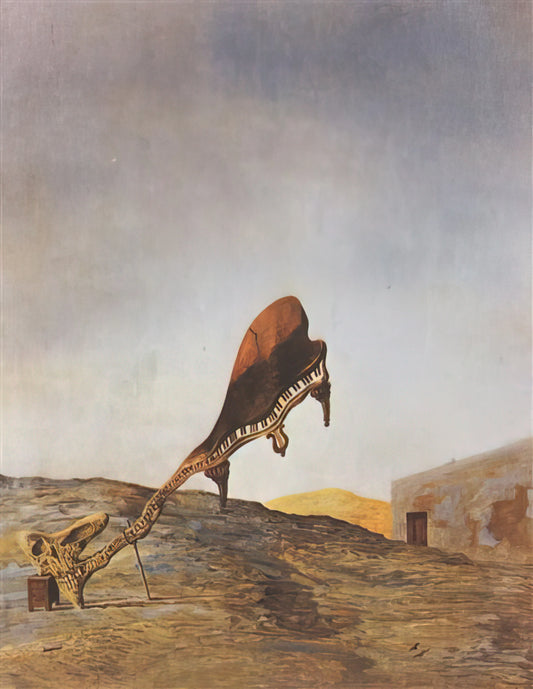 Dali Prints for Sale: A Collector's Guide to Surrealist Masterpieces - SKULL WITH ITS LYRIC APPENDAGE LEANING ON A BEDSIDE TABLE WHICH SHOULD HAVE THE EXACT 1934 by Salvador Dali