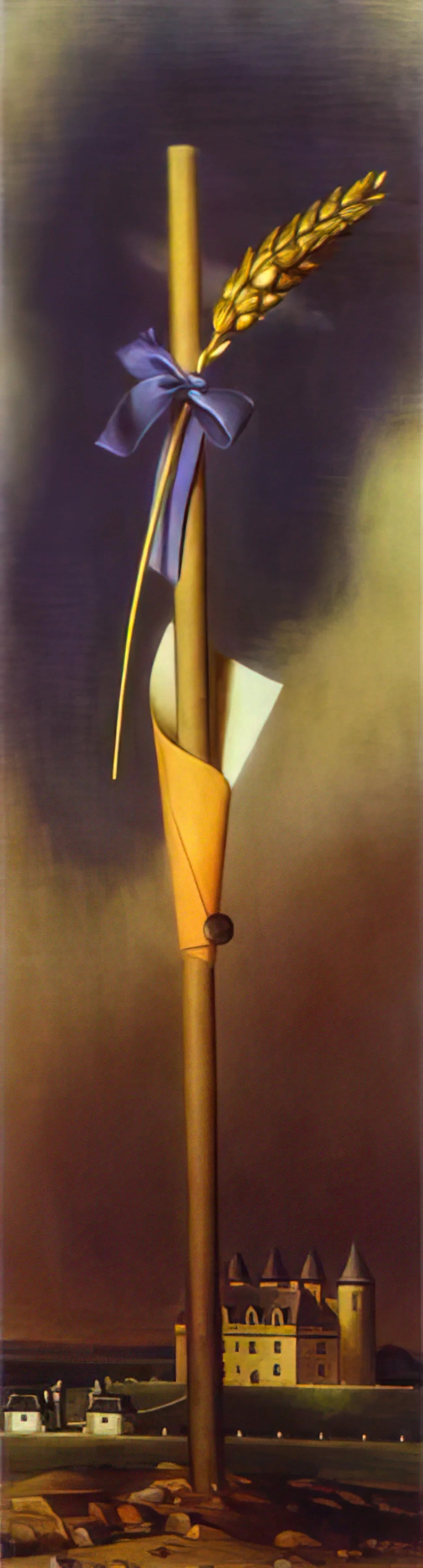 Dali Tiger Painting: Decoding the Surrealist Master's Feline Symbolism - BLUE KNOT AND EAR OF WHEAT NEXT TO THE CASTLE by Salvador Dali