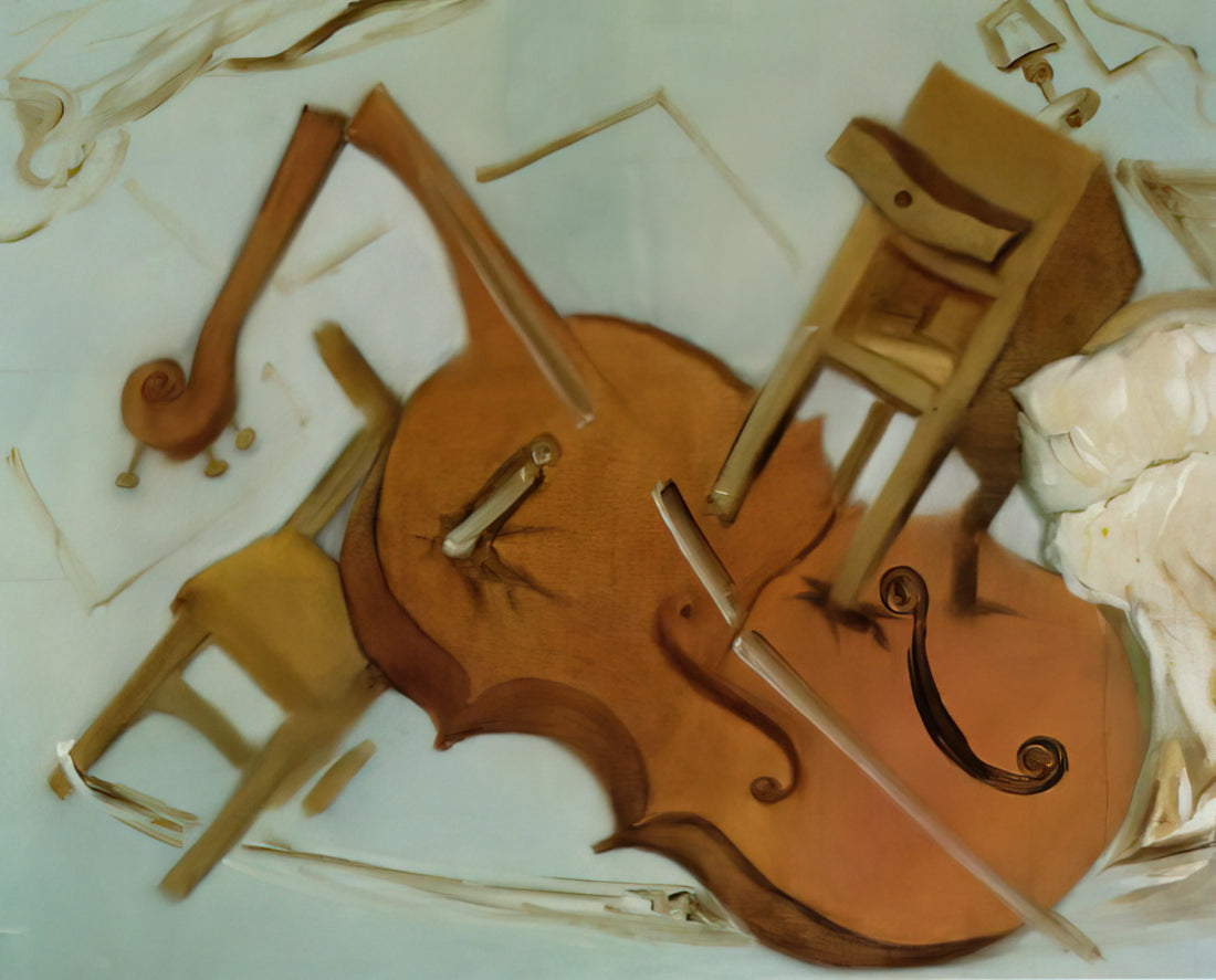 Dali World: Navigating the Surreal Universe of Salvador Dalí's Art - BED CHAIR AND BEDSIDE TABLE FEROCIOUSLY ATTACKING A CELLO by Salvador Dali