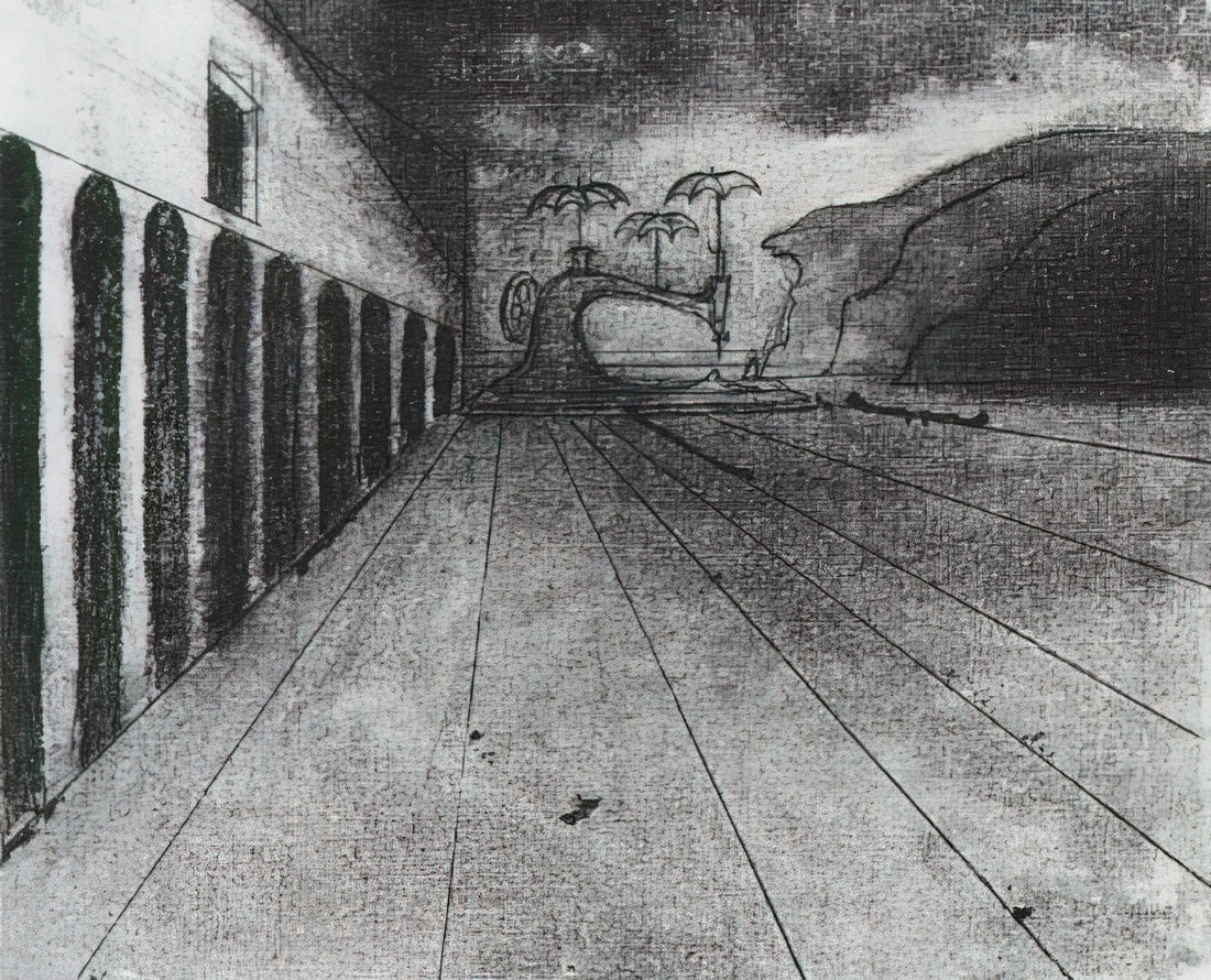 Dali's Divine Comedy Prints: A Surrealist's Vision of Dante's Masterpiece - LANDSCAPE AFTER DE CHIRICO UNFINISHED by Salvador Dali