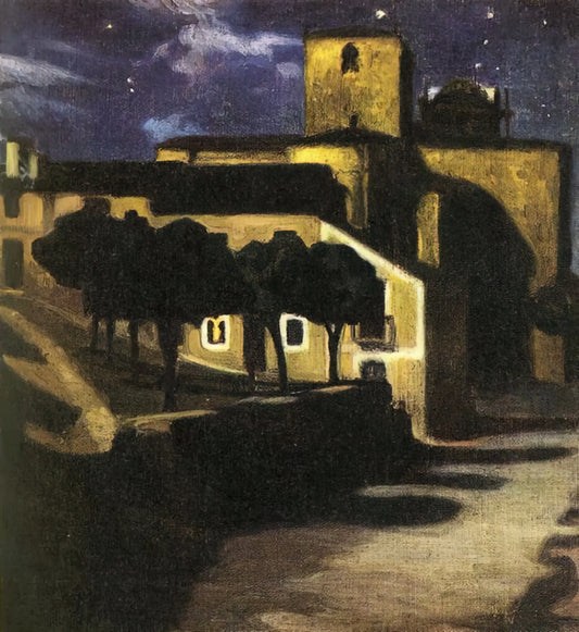 Diego Rivera Farmer Paintings: The Revolutionary Art of Mexico's Rural Soul - NIGHT SCENE IN AVILA 1907 by Diego Rivera