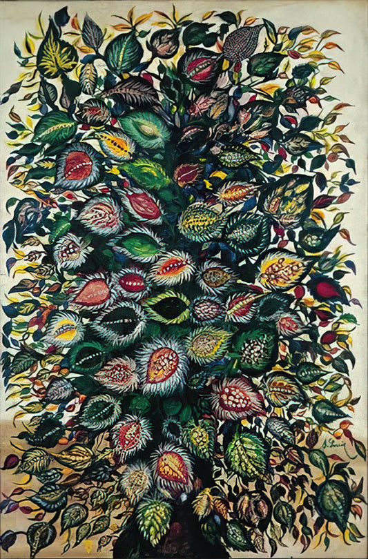 Discovering Séraphine de Senlis: Unveiling Her Art and Paintings for Sale - Feuilles - 1929 by Seraphine Louis