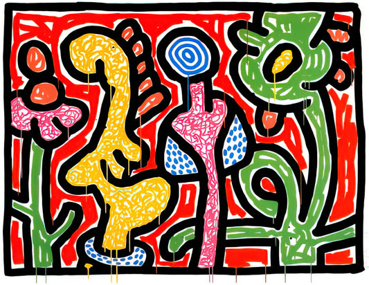 Disney Keith Haring Coach: A Pop Art Collaboration Explained - FLOWERS IV 1990 by Keith Haring