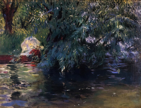 Drawings by John Singer Sargent: The Master's Intimate Studies in Line and Light - A Backwater, Calcot Mill near Reading by John Singer Sargent