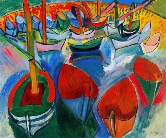Dufy Poster: Capturing the Joyful Spirit of Raoul Dufy in Art Prints - BOATS AT MARTIGUES 1908 by Raoul Dufy