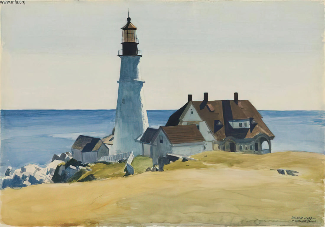 Edward Hopper Chop Suey Poster: An Icon of American Solitude and Modern Art - Lighthouse and Buildings, Portland Head, Cape Elizabeth, Maine by Edward Hopper