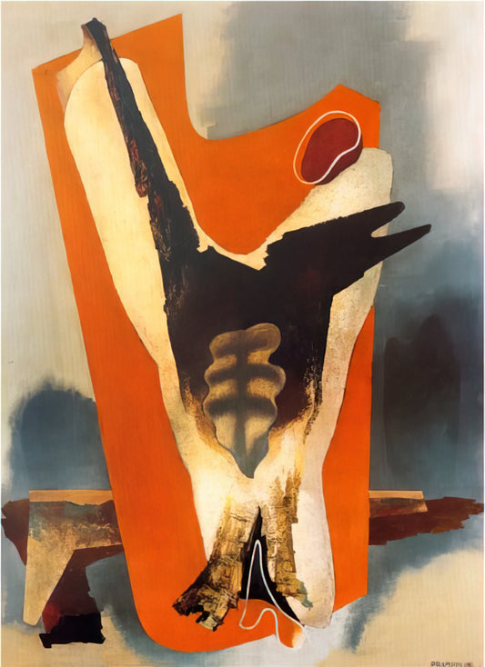 Enrico Prampolini Brushed Aluminum Print: A Futurist Masterpiece in Modern Form - THE FUNERAL OF ROMANTICISM AESTHETIC TRANSFIGURATION 1934 by Enrico Prampolini