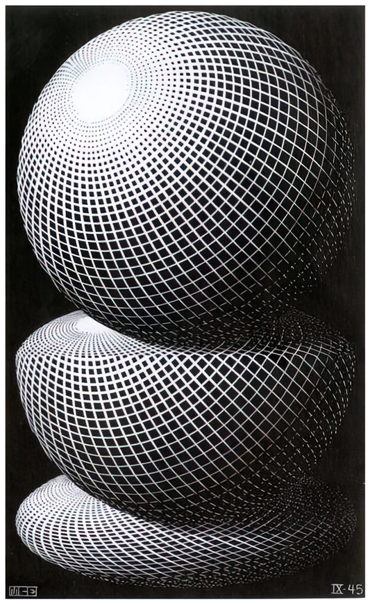 Escher Canvas Prints: A Collector's Guide to Impossible Geometry and Artistic Legacy - THREE SPHERES I SCHEME by MC Escher