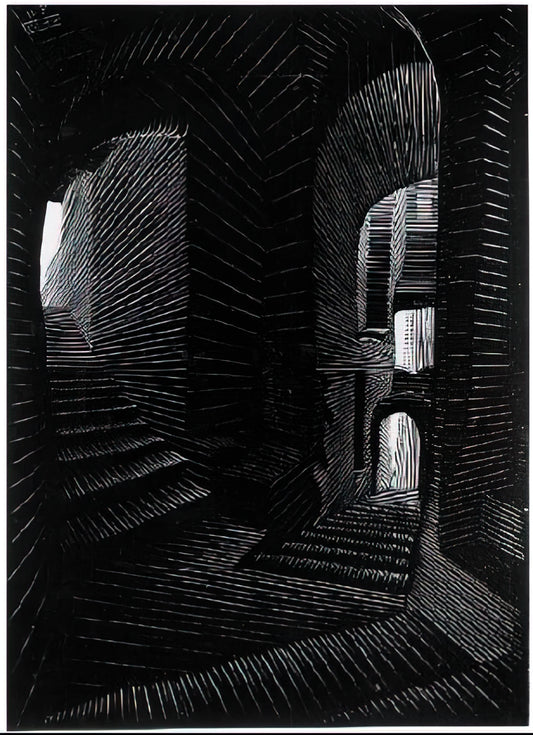 Escher Day and Night Print: A Masterpiece of Metamorphosis and Perception - COVERED ALLEY IN ATRANI by MC Escher