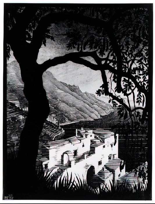 Escher Framed Prints: A Collector's Guide to Mathematical Artistry - COAST OF AMALFI by MC Escher