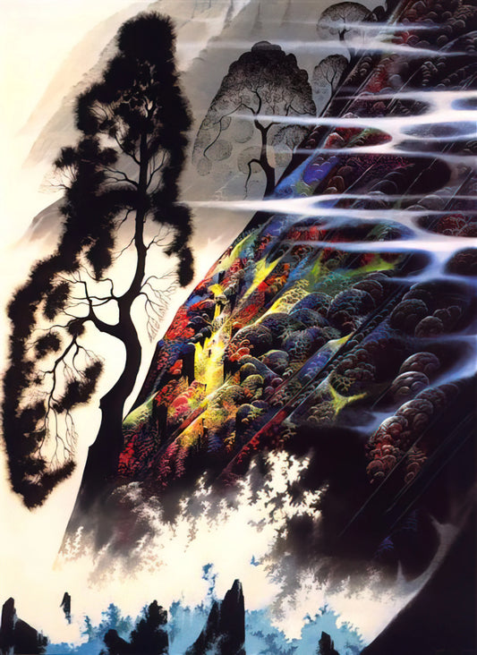 Eyvind Earle Acrylic Print: Capturing the Magic of a Mid-Century Master - Radiant Splendor by Eyvind Earle
