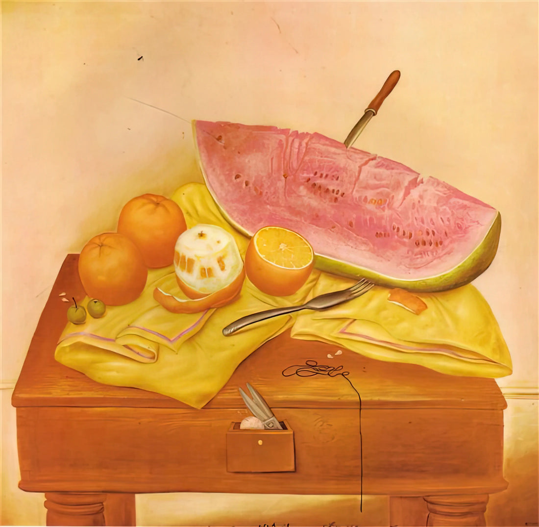 Fernando Botero Original Art: Understanding the Master of Voluminous Forms - WATERMELONS AND ORANGES by Fernando Botero