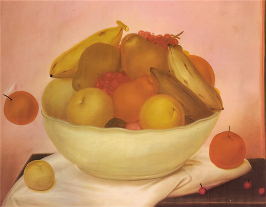 Fernando Botero Reproduction: Understanding the Art and Value of Museum-Quality Prints - STILL LIFE WITH ORANGE FALLING by Fernando Botero