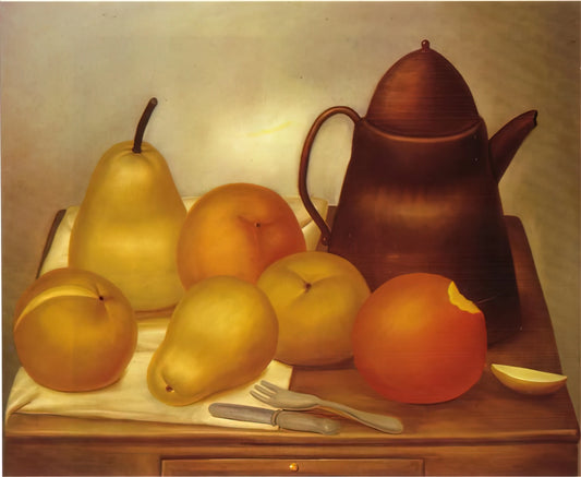 Fernando Botero: The Master of Voluptuous Form and Cultural Commentary - STILL LIFE WITH COFFEE POT by Fernando Botero