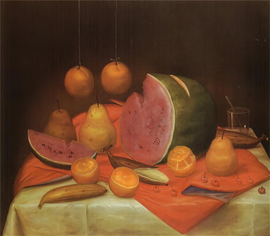 Fernando Botero's 'Bird': A Monumental Exploration of Form and Whimsy - STILL LIFE WITH WATERMELON by Fernando Botero