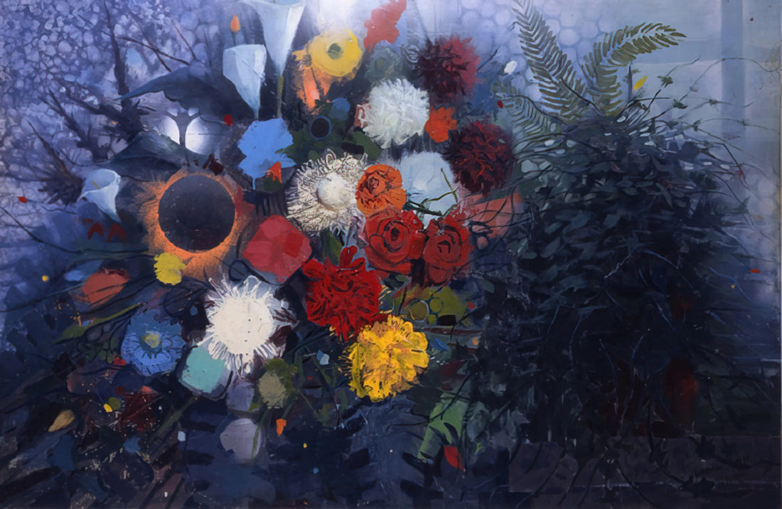 Gebre Kristos Desta Prints: Exploring Ethiopia's Modernist Vision Through Art - Flowers No. 1 - 1975 by Gebre Kristos Desta