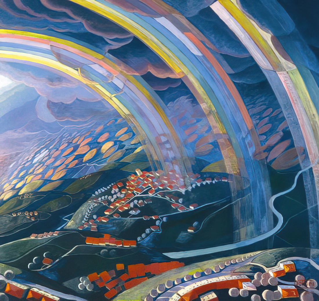 Gerardo Dottori Acrylic Print: Capturing Futurist Dynamism in Modern Art - The Miracle of Light While Flying - 1931 by Gerardo Dottori