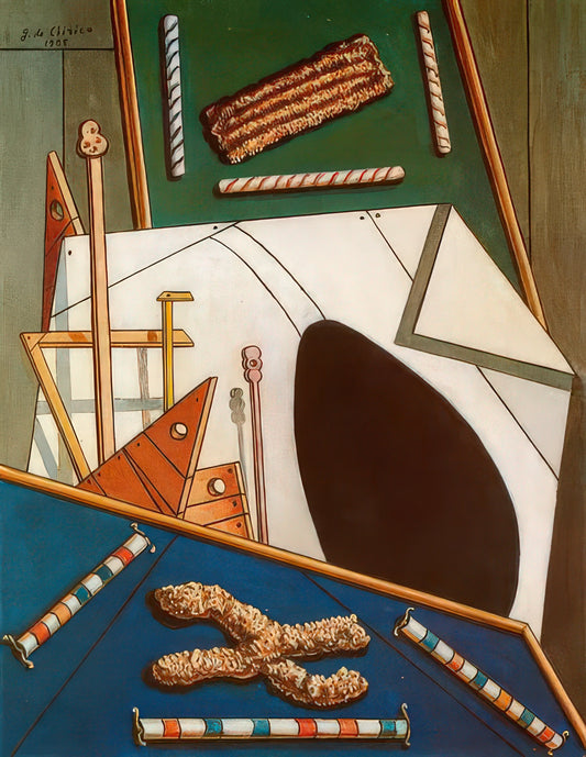 Giorgio de Chirico Framed Art Print: A Curator's Guide to Metaphysical Masterpieces - METAPHYSICAL INTERIOR WITH BISCUITS by Giorgio de Chirico