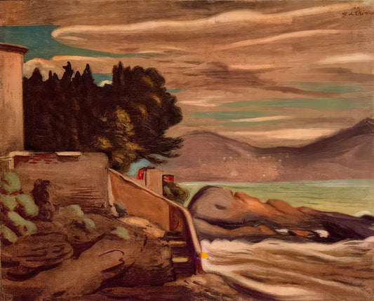 Giorgio de Chirico Framed Canvas Print: A Collector's Guide to Metaphysical Masterpieces - LANDSCAPE NEAR GENOVA by Giorgio de Chirico