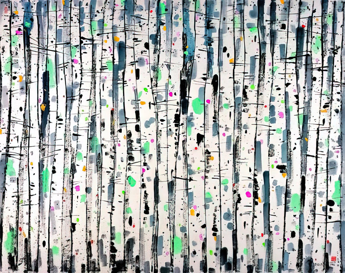 Guanzhong Wu: The Master of Chinese Ink and Wash Painting - White Poplar Woods - Abstract Expressionism, Ink and wash painting by Wu Guanzhong