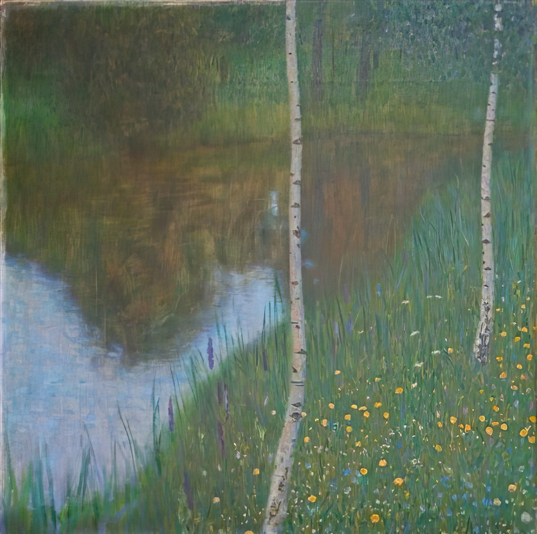 Gustav Klimt 1902: The Pivotal Year That Transformed Modern Art - LAKESIDE WITH BIRCH TREES 1901 by Gustav Klimt