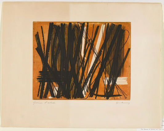 Hans Hartung Untitled T1989 A3: Decoding the Abstract Master's Late-Period Gesture - Etching #5 - 1953 by Hans Hartung