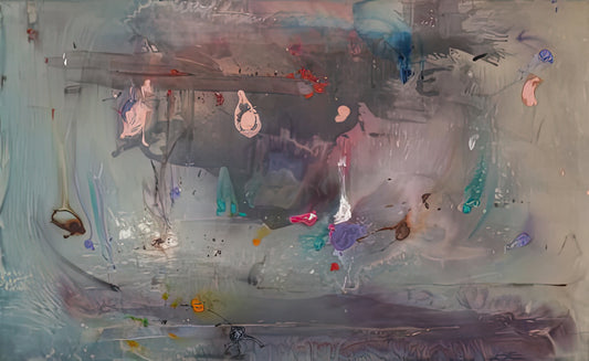 Helen Frankenthaler and Robert Motherwell: A Dual Portrait of Abstract Expressionism - Grey Fireworks, 1982- by Helen Frankenthaler
