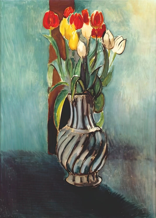 Henri Matisse Papiers Découpés: The Final Mastery of Color and Form - ME MYSELF STENDHAL VASE OF TULIPS 1914 by Henri Matisse