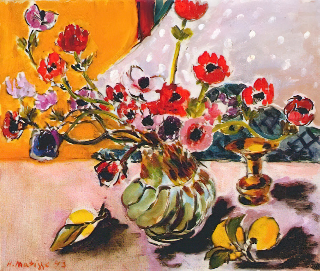 Henri Matisse Print Poster: A Collector's Guide to Fauvist Masterpieces - ANEMONES AND CHINESE VASE 1943 by Henri Matisse