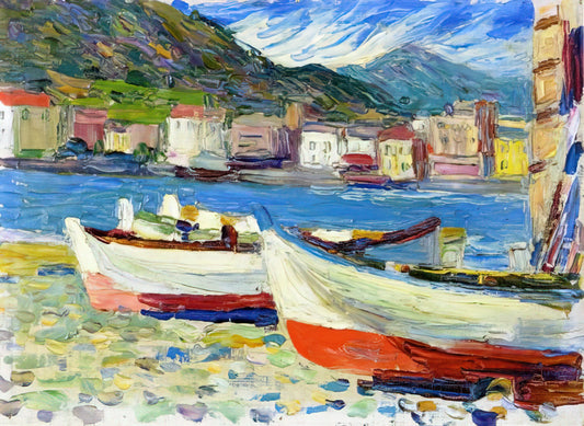Houses in Munich Wassily Kandinsky: A Journey into the Artist's Early Architectural Vision - RAPALLO BOATS by Wassily Kandinsky