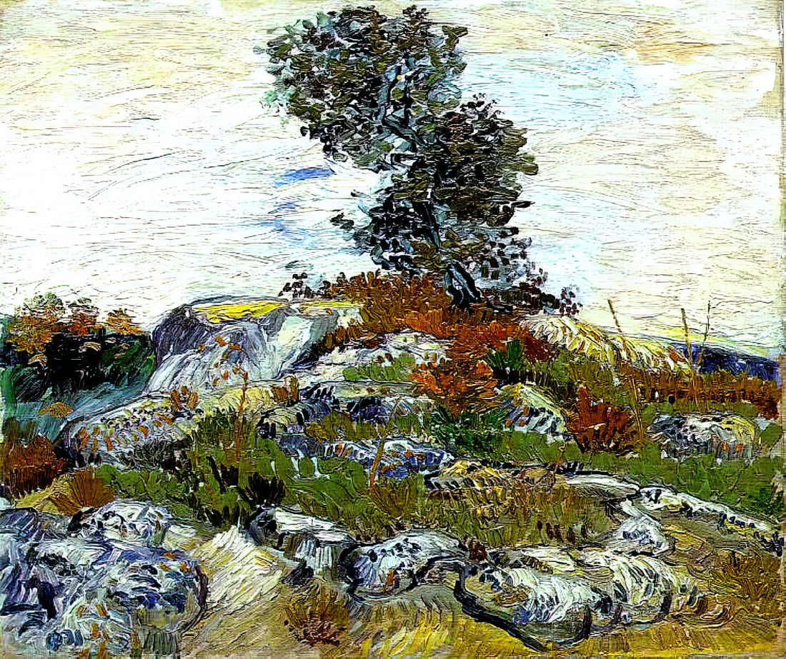 Immersive Vincent van Gogh: An Art Historian's Guide to Experiencing His Vision - The Rocks with Oak tree by Vincent van Gogh