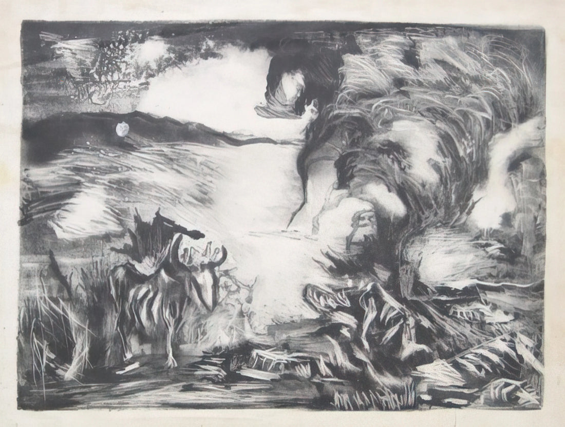 Jackson Pollock Black and White: A Radical Exploration of Line, Rhythm, and Abstraction - LANDSCAPE WITH STEER 1937 1 by Jackson Pollock