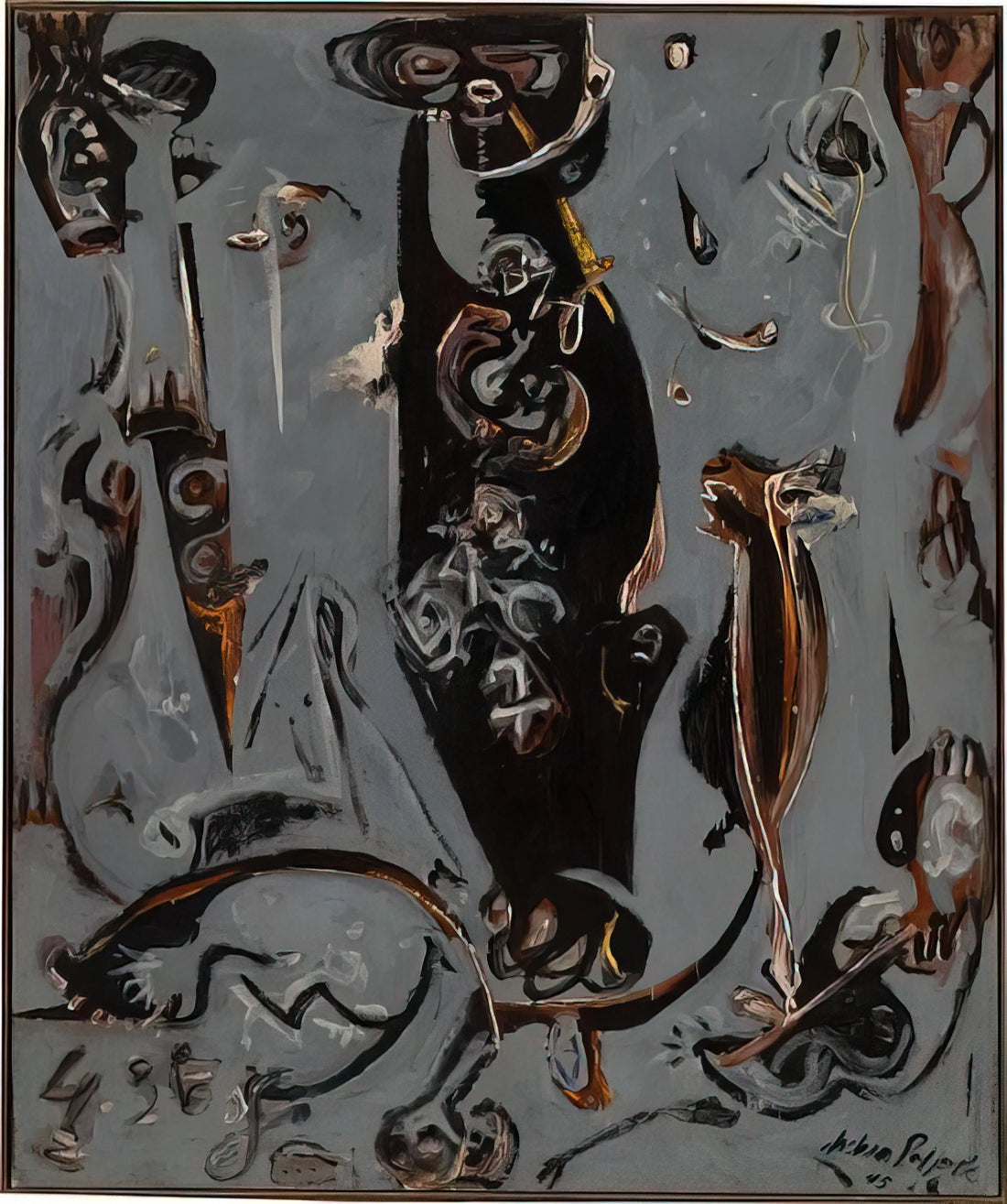 Jackson Pollock Painting Original: The Revolutionary Art of Action Painting - TOTEM LESSON 2 1945 by Jackson Pollock