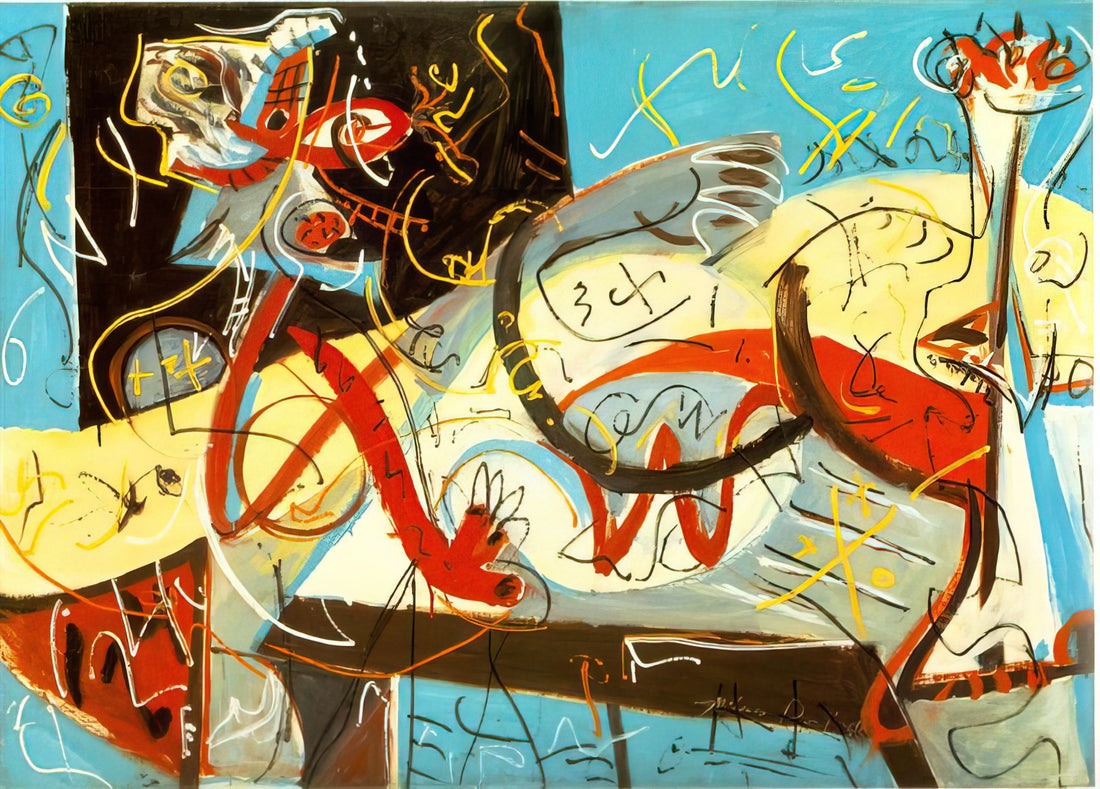 Jackson Pollock's Red and Black: A Study in Chromatic Intensity and Abstract Expressionism - STENOGRAPHIC FIGURE by Jackson Pollock