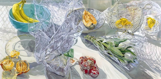 Janet Fish Glass Paintings: A Luminous Study in Light, Form, and Still Life - WHITE TULIPS 1999 by Janet Fish