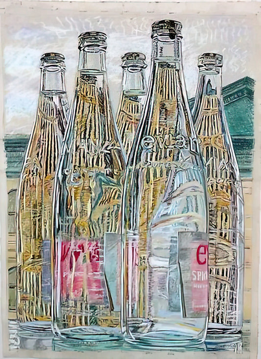 Janet Fish: A Masterclass in Light, Glass, and Contemporary Still Life - EVIAN BOTTLES 1976 by Janet Fish