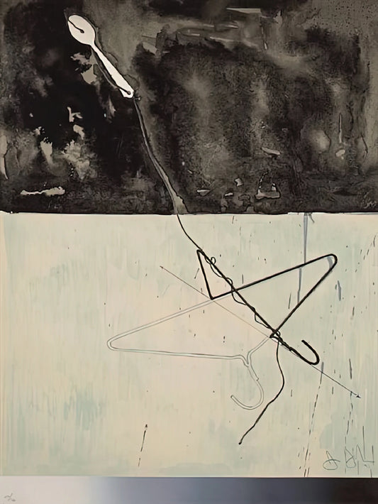 Jasper Johns Signed Prints: A Collector's Guide to Authenticity, Value, and Legacy - COAT HANGER AND SPOON FROM FRAGMENT ACCORDING TO WHAT 1971 by Jasper Johns