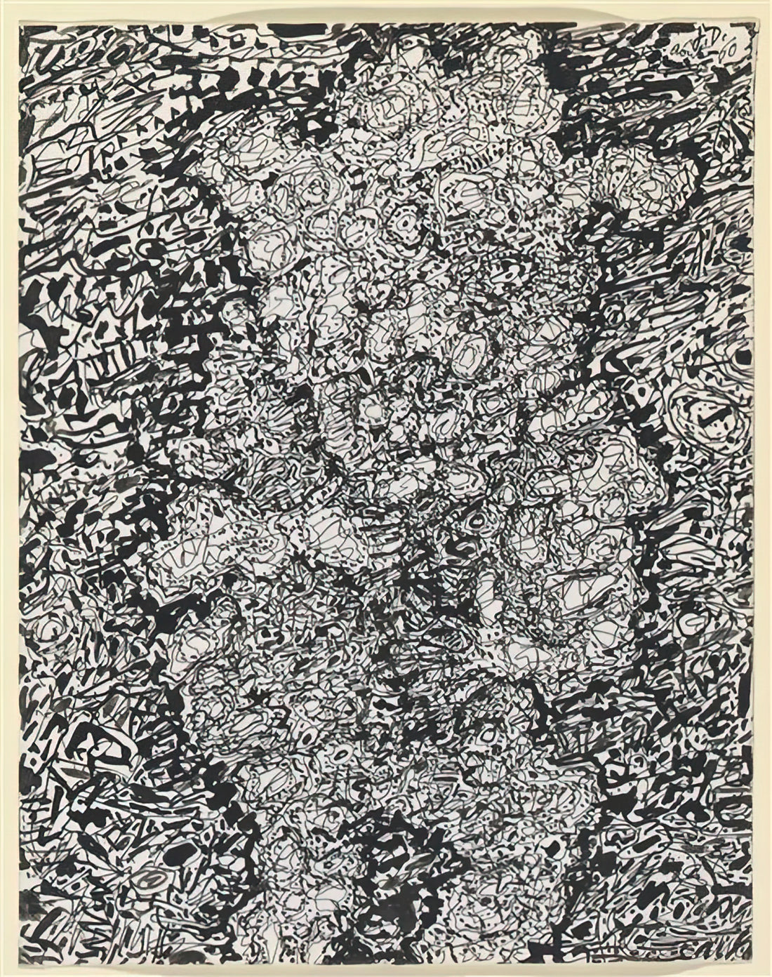 Jean Dubuffet's La Fleur de Barbe: A Radical Exploration of Art Brut and Raw Creativity - FIGURE WITH HAT IN A LANDSCAPE 1960 by Jean Dubuffet