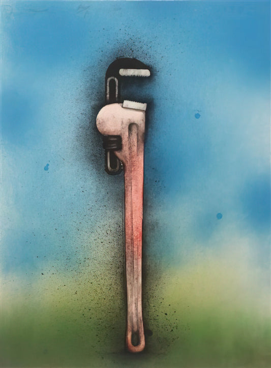 Jim Dine at MoMA: Exploring the Artist's Iconic Works and Museum Legacy - BIG RED WRENCH IN A LANDSCAPE 1973 by Jim Dine