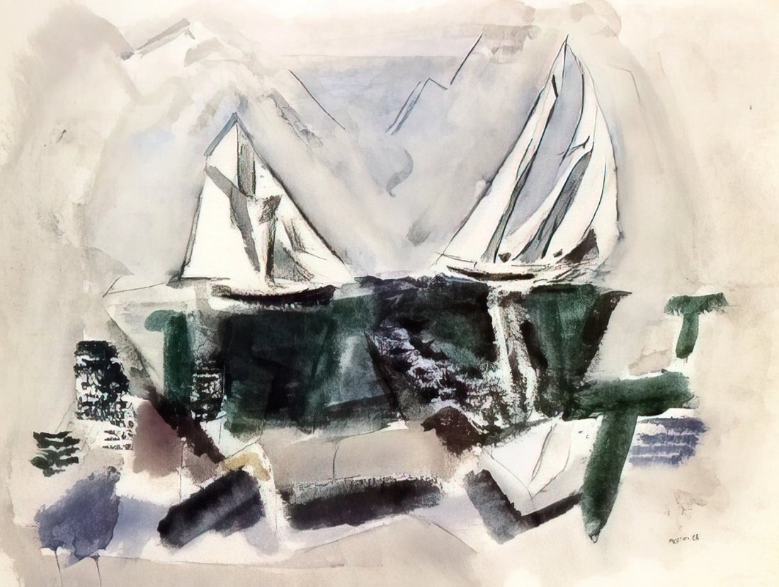 John Marin Prints: Capturing the American Landscape Through Modernist Watercolor - Schooner Yachts, Deer Isle, Maine - 1928 by John Marin