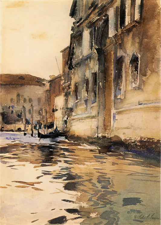 John Singer Sargent Original Paintings for Sale: A Collector's Guide to Acquiring Masterworks - Venetian Canal, Palazzo Corner by John Singer Sargent