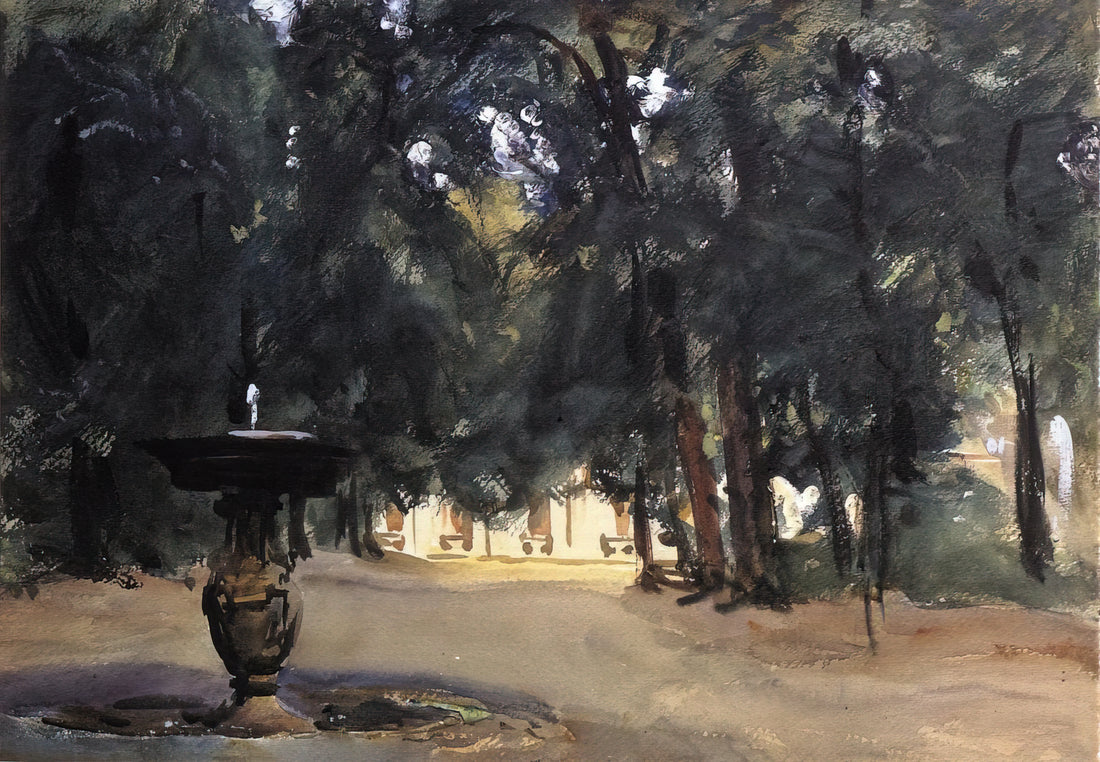 John Singer Sargent Portrait Drawing: Mastery of Character and Line - Villa Torlonia Fountain by John Singer Sargent