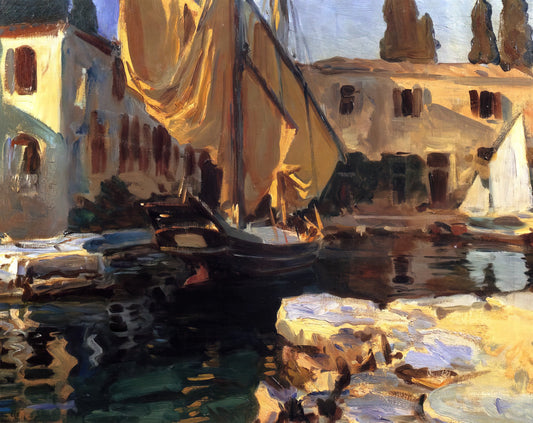 John Singer Sargent Watercolor Prints: A Collector's Guide to the Master's Fluid Brilliance - San Vigilio. A Boat with Golden Sail by John Singer Sargent