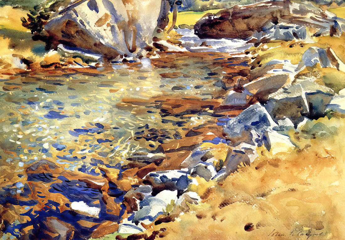 John Singer Sargent: The Master of Portraiture and the Gilded Age - Brook among Rocks by John Singer Sargent