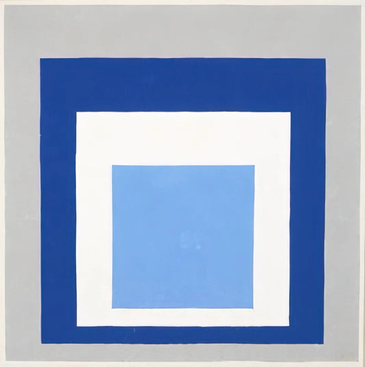 Josef Albers Reproduction: A Guide to Authentic Homage to the Square Prints - HOMAGE TO THE SQUARE BLUE WHITE GREY 1951 by Josef Albers
