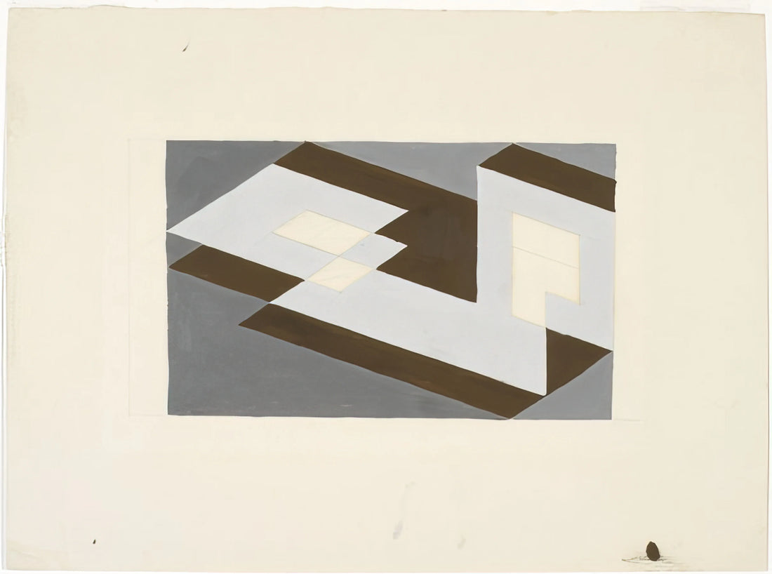 Josef Albers at Tate: Exploring the Master of Color Theory and Geometric Abstraction - STUDY FOR TENAYUCA 1938 by Josef Albers