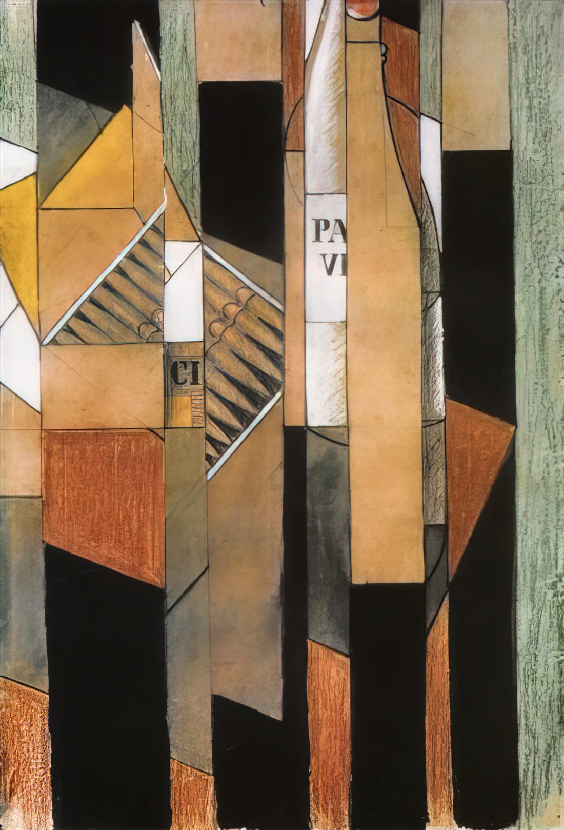 Juan Gris Violin: The Analytical Cubist's Mastery of Form and Still Life - STILL LIFE WITH BOTTLE AND CIGARS 1912 by Juan Gris