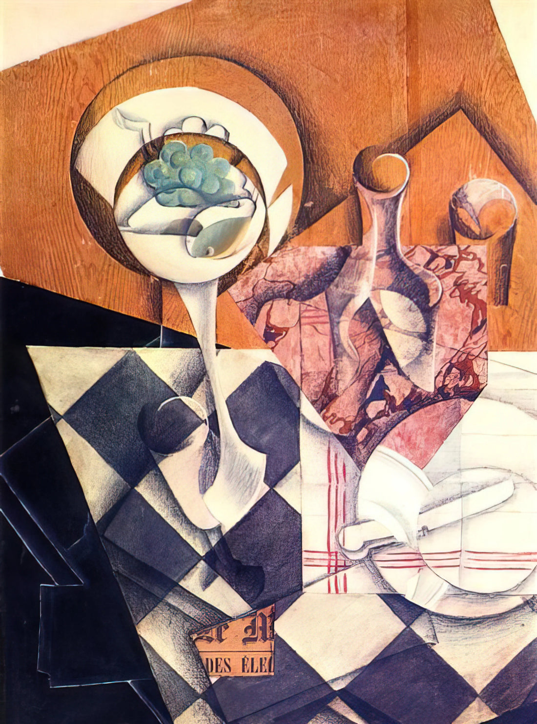 Juan Gris: The Architect of Cubism and His Enduring Legacy in Modern Art - FRUIT BOWL WITH BOTTLE 1914 by Juan Gris
