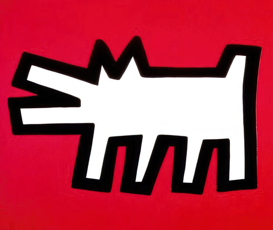 Keith Haring Original Poster: The Vibrant Legacy of Street Art Iconography - BARKING DOG 1990 by Keith Haring