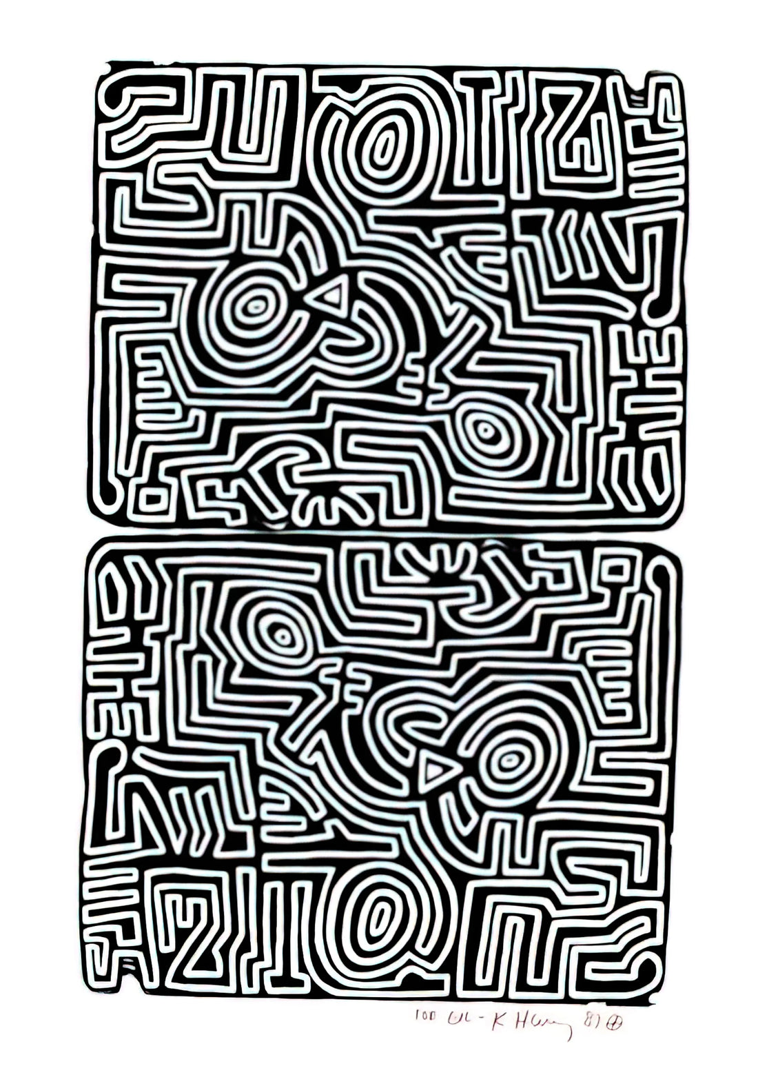 Keith Haring Poster Prints: A Collector's Guide to Iconic Pop Art Legacy - LABYRINTH 1989 by Keith Haring